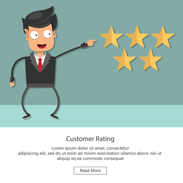 Рейтинг по показателям обслуживания клиентов. Отзывы о рейтинге сайта и концепция обзора. Плоская векторная иллюстрация - Вектор,изображение