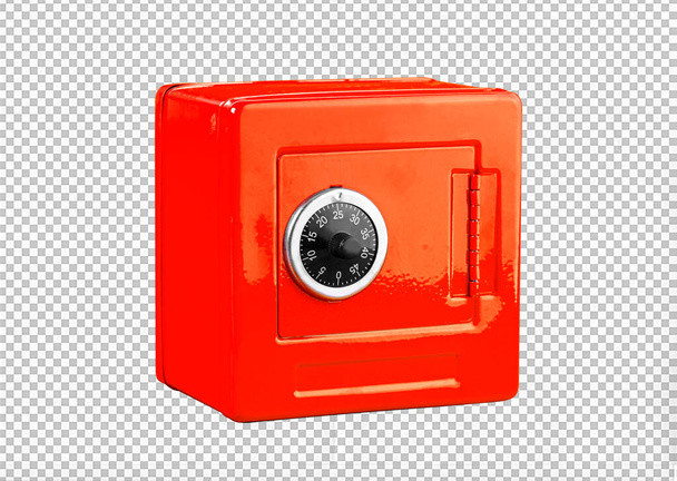Roter Safe auf weißem Hintergrund mit Clipping-Pfad - Foto, Bild