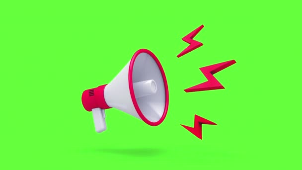 Close up 3D Megaphone animations pack, sign and symbol marketing concept, isolated on green screen background - Footage, Video