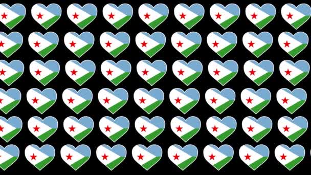 Djibouti Patrón Amor bandera diseño fondo - Imágenes, Vídeo
