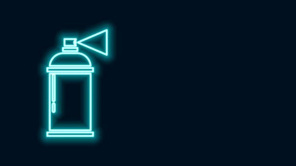 Glowing neon line Paint spray can icon isolated on black background. 4K Video motion graphic animation - Footage, Video