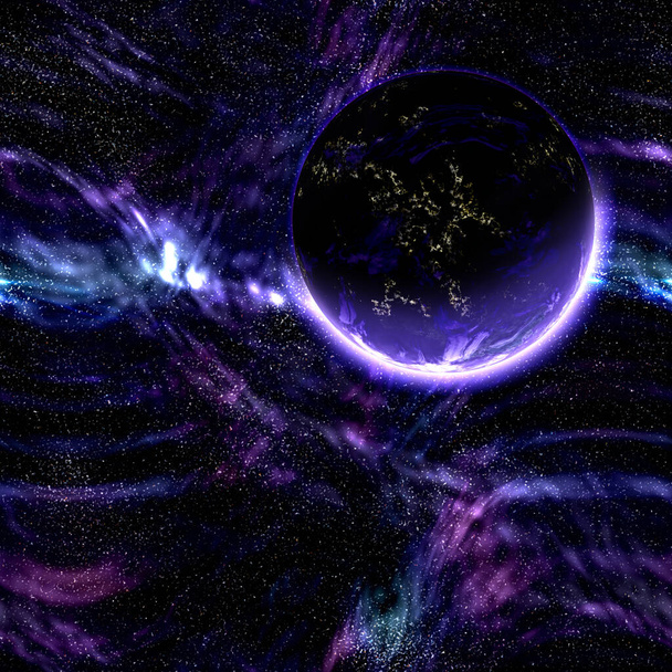 Планеты и туманности во Вселенной - бесшовный узор  - Фото, изображение