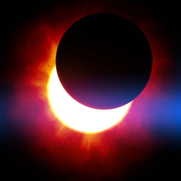 Eclipse - Himmelskörper am Nachthimmel - Foto, Bild