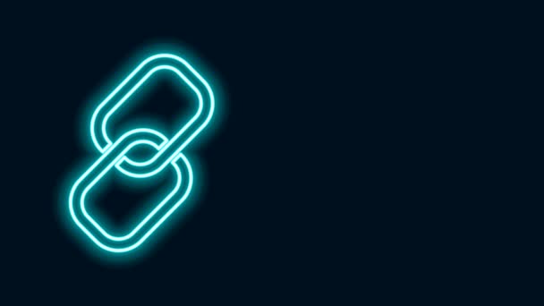 Gloeiende neon lijn Chain link pictogram geïsoleerd op zwarte achtergrond. Link alleenstaand. 4K Video motion grafische animatie - Video