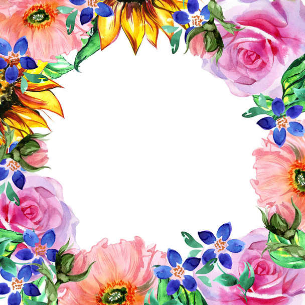 Frame of floral card invitation badge banner label - Foto, Imagem
