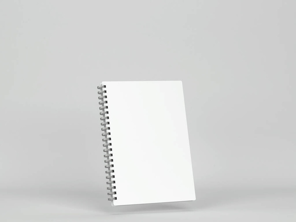 Blank notebook mockup. 3d illustration on gray background  - Fotoğraf, Görsel