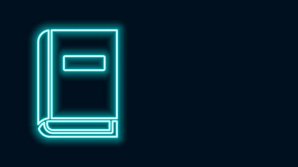 Linea neon luminosa Icona manuale utente isolata su sfondo nero. Guida per l'utente. Segno di istruzione. Leggere prima dell'uso. Animazione grafica 4K Video motion - Filmati, video
