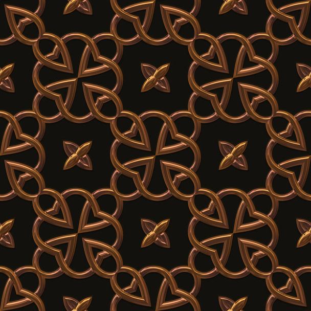 Золотистый безмордый узор с завитками на черном - Фото, изображение