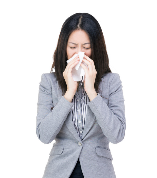 Asian businesswoman sneeze - Photo, Image