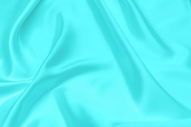 Cyan-Teal tissu satiné texture doux fond flou - Photo, image