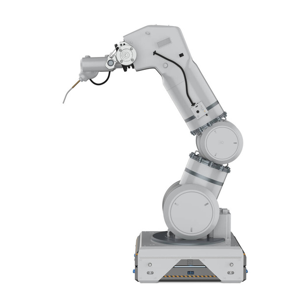 3d renderização robô de soldagem branca ou braço robótico isolado no fundo branco - Foto, Imagem