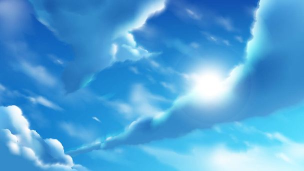 青い空のアニメ雲のベクトル図 - ベクター画像