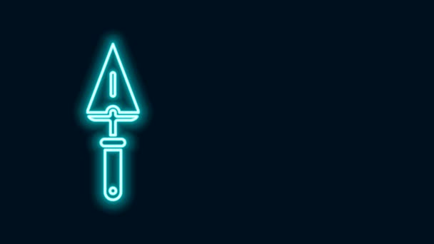 Leuchtende Neon-Linie Kelle Symbol isoliert auf schwarzem Hintergrund. 4K Video Motion Grafik Animation - Filmmaterial, Video