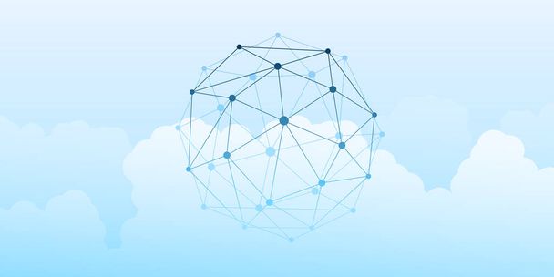 Abstraktní Blue Minimal Style Cloud Computing, Struktura sítí, Návrh telekomunikačních konceptů, Síťová připojení, Transparentní geometrická síť - Vektorové ilustrace - Vektor, obrázek