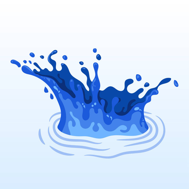 Vector illustration of fresh clear water splash. Aqua liquid dynamic motion. Realistic water splash in flat design. - Vector, Image