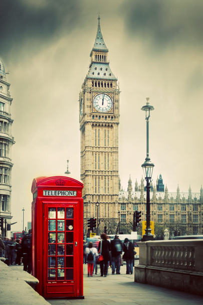 Cabina telefónica roja y Big Ben
 - Foto, Imagen