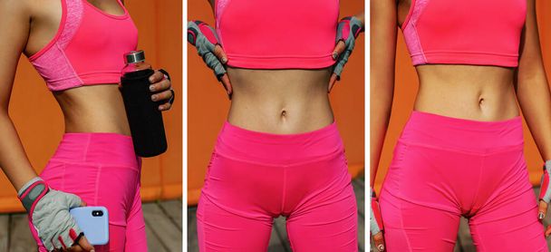 Mid Section Of Slim Fit Woman Posing In Sportswear - Foto, Imagem
