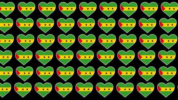 Sao Tome und Principe Pattern Love Flagge Design Hintergrund - Filmmaterial, Video