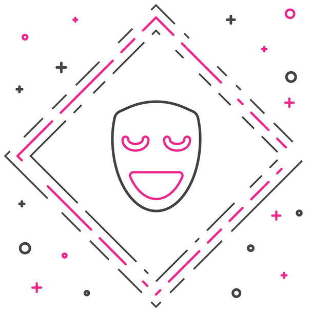Line Comedy theatrical mask icon isolated on white background. Colorful outline concept. Vector. - Vector, Image