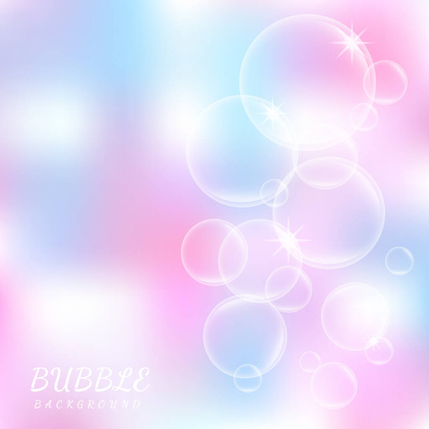 Abstract beautiful pink soap bubbles background. Vector illustration - Vector, Image