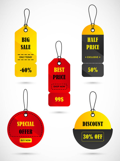 Vector stickers, price tag, banner, label. Coupon sale, offers and promotions vector template. - Vector, Image