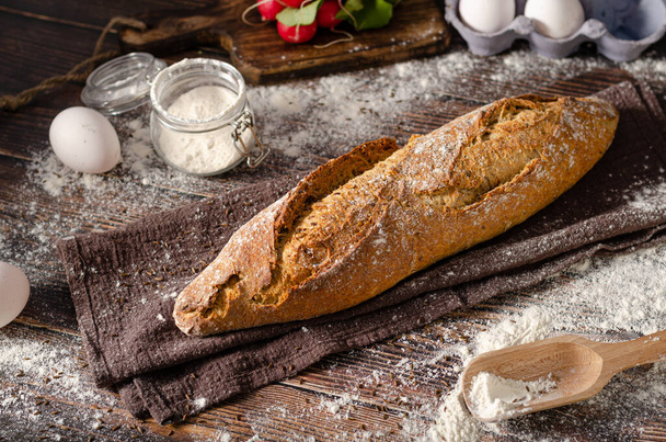 Delicious homemade whole grain baguette with seeds - Foto, immagini