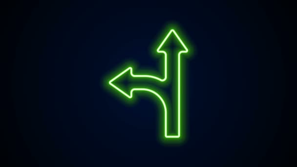 Leuchtende Leuchtlinien Verkehrszeichen. Wegweiser-Symbol isoliert auf schwarzem Hintergrund. Zeigersymbol. Abgelegenes Straßeninformationsschild. Wegweiser. 4K Video Motion Grafik Animation - Filmmaterial, Video