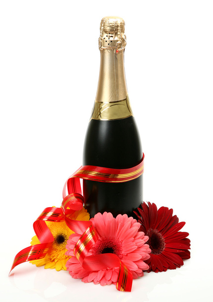Champagne and flowers - Φωτογραφία, εικόνα