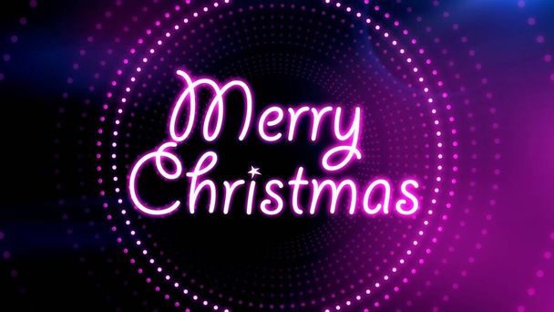 Merry Christmas 3D text, presentation with illuminating light illusions in background, New year celebration - Photo, Image