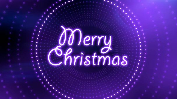 Merry Christmas 3D text, presentation with illuminating light illusions in background, New year celebration - Photo, Image