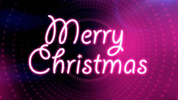 Veselý vánoční 3D text, prezentace s osvětlujícími světelnými iluzemi na pozadí, novoroční oslava - Fotografie, Obrázek