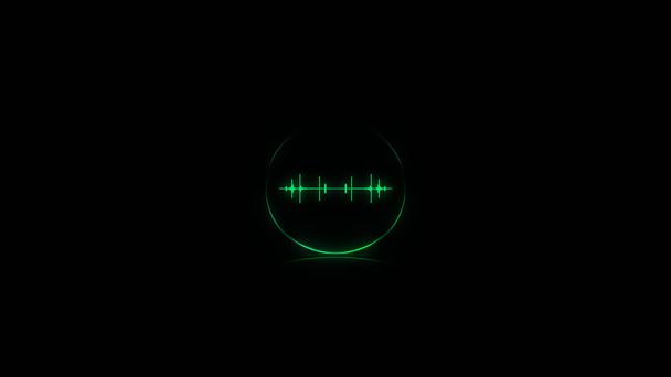 onda sonora colorida dentro de um equalizador de globo. Renderização 3d. Simulação de espectro de áudio para música, cálculo de computador, futurista - Foto, Imagem