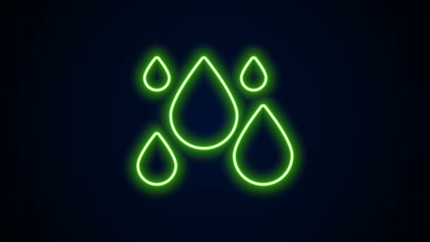 Gloeiende neon lijn Waterdruppel pictogram geïsoleerd op zwarte achtergrond. 4K Video motion grafische animatie - Video