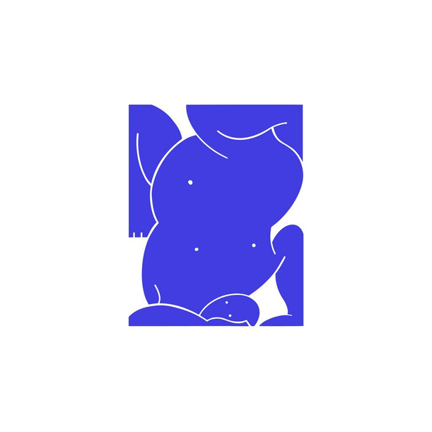 Die deformierte Gestalt einer dicken Person. Blaue Zahlen. Vektorillustration - Vektor, Bild