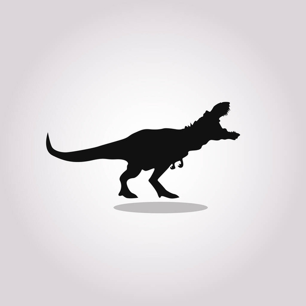 Trex dinazor siyah siluet ikon vektörü. Tyrannosaurus rex vektörü. Trex siyah siluet simge vektörü. Beyaz arkaplanda izole edilmiş dinazor simgesi - Vektör, Görsel
