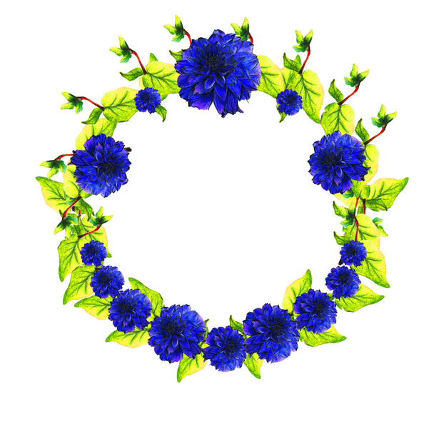 Illustration wiht watercolor flowers,logo with painted flowers,beautiful flowers - Zdjęcie, obraz