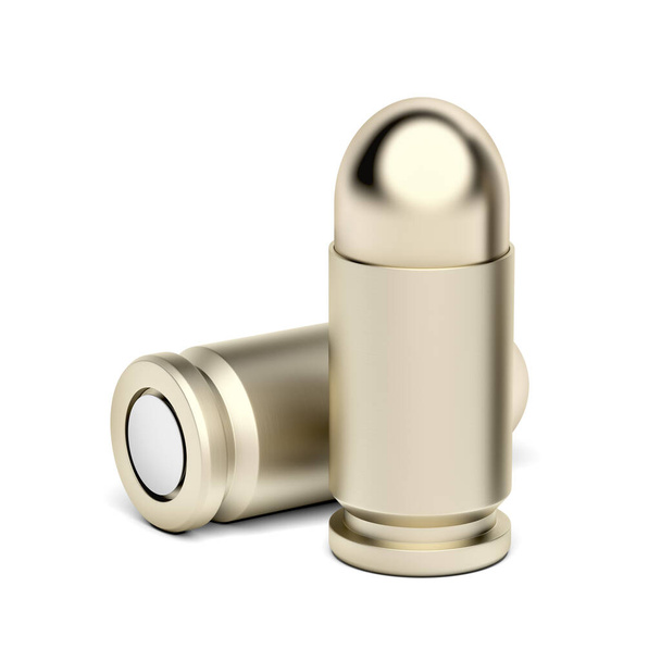 Two handgun bullets on white background - Foto, Bild
