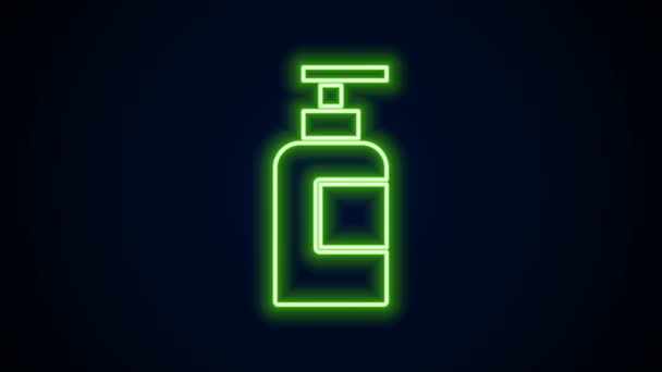 Siyah arkaplanda parlayan neon hattı şampuan ikonu. 4K Video hareketli grafik canlandırması - Video, Çekim