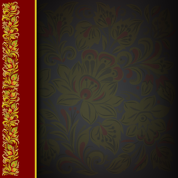 Abstract floral ornament on a red background - Вектор, зображення