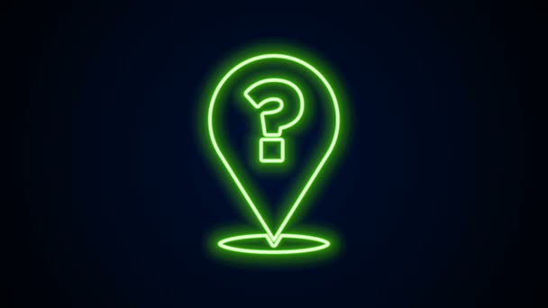 Glowing neon line Question mark icon isolated on black background. FAQ sign. Copy files, chat speech bubble and chart. 4K Video motion graphic animation - Footage, Video