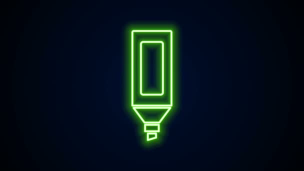 Luminoso neon linea pennarello icona isolata su sfondo nero. Animazione grafica 4K Video motion - Filmati, video