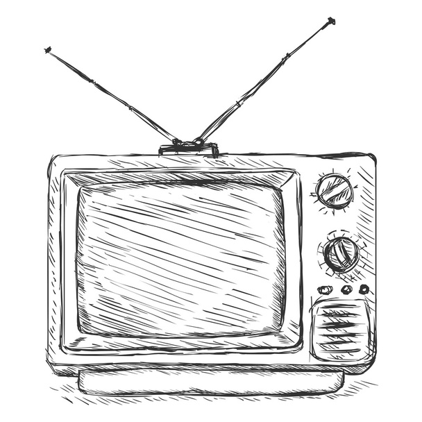 Vektorskizze Illustration - Retro-Fernseher - Vektor, Bild