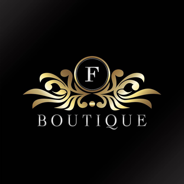 Γράμμα F Λογότυπο Gold Luxury Boutique Badge Διακοσμητικό Διακοσμητικό Διακοσμητικό Κομψό Διακοσμητικό Σχέδιο Διάνυσμα - Διάνυσμα, εικόνα