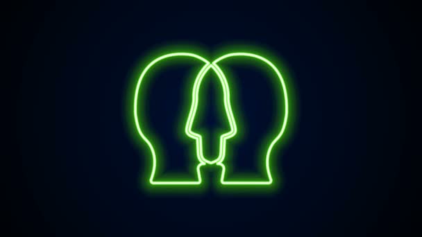 Gloeiende neon lijn Bipolaire stoornis pictogram geïsoleerd op zwarte achtergrond. 4K Video motion grafische animatie - Video