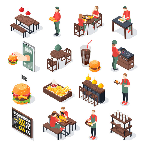 Burger House Icon Set - Vector, Image