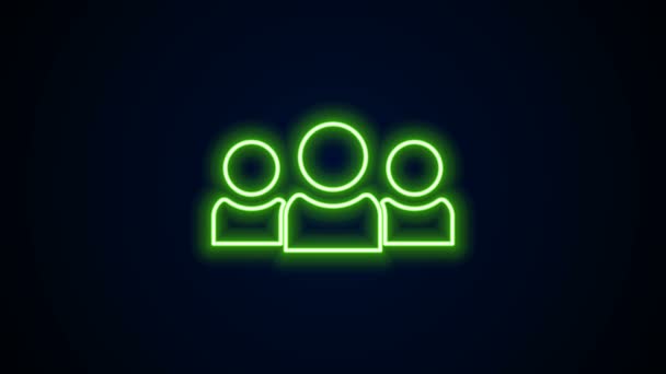 Glowing neon line Users group icon isolated on black background. Group of people icon. Business avatar symbol - users profile icon. 4K Video motion graphic animation - Footage, Video