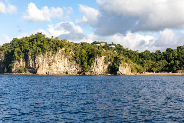 Saint Lucia, West Indies - Cliffs and small beach on the southwestern coast, near Marigot bay - Photo, Image