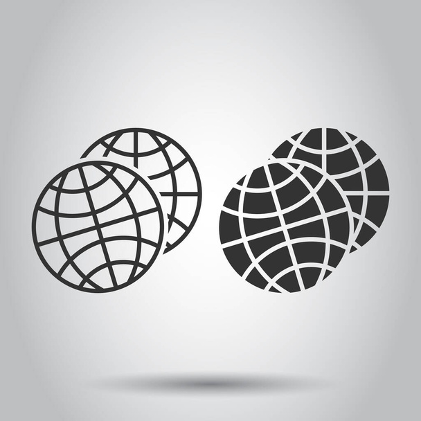 Earth planet icon in flat style. Globe geographic vector illustration on white isolated background. Global communication business concept. - Vector, Image