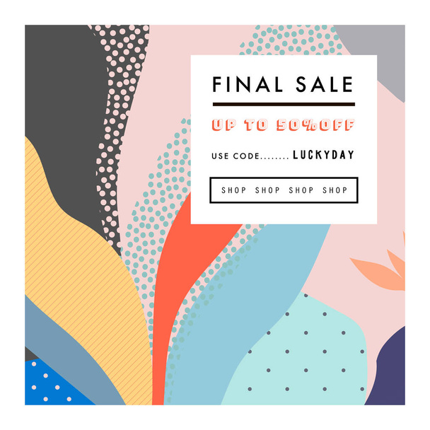 Creative Social Media Sale header or banner with discount offer. Design for seasonal  clearance. It can be used in advertising, web design, graphic design. Vector - Vektör, Görsel