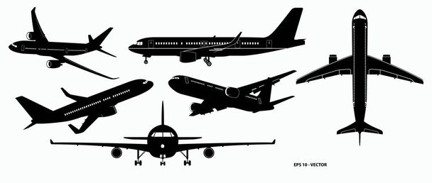 Set von Flugzeug-Silhouette oder verschiedene schwarze Flugzeug-Silhouette. eps 10 Vektor, leicht zu modifizieren - Vektor, Bild